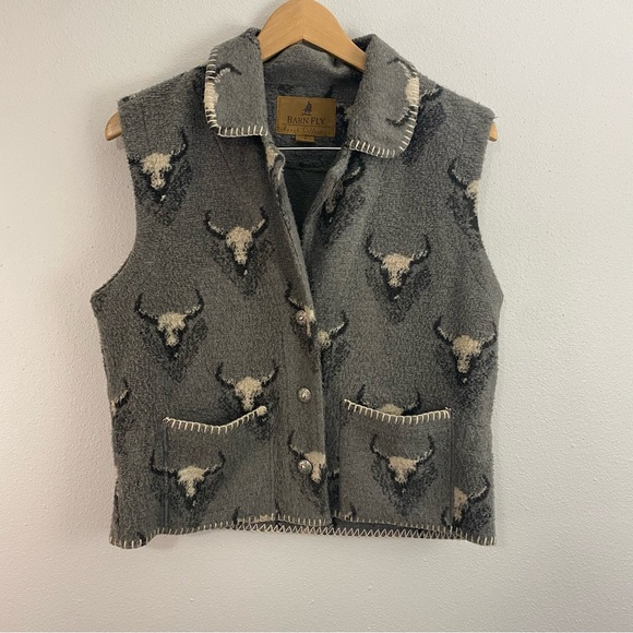 Barn Fly Sweaters - Barn Fly Ranch Collection Made in USA Grey Vest Buffalo Button Up Vest Small